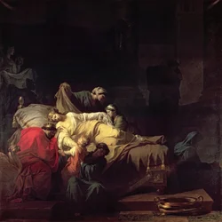 Alcestis offrar sig själv för att rädda sin man Admetus, kung av Pherae, 1785